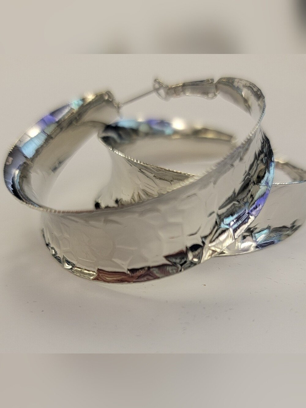 Textured Silver Hoop Earrings
